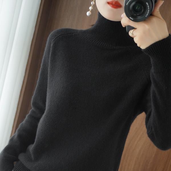 STELLA PREMIUM WOMAN WINTER AUTUMN TURTLENECK KNIT TOP HIGH NECK WOOL BLEND BAJU RAJUT WANITA LEHER TINGGI MUSIM DINGIN