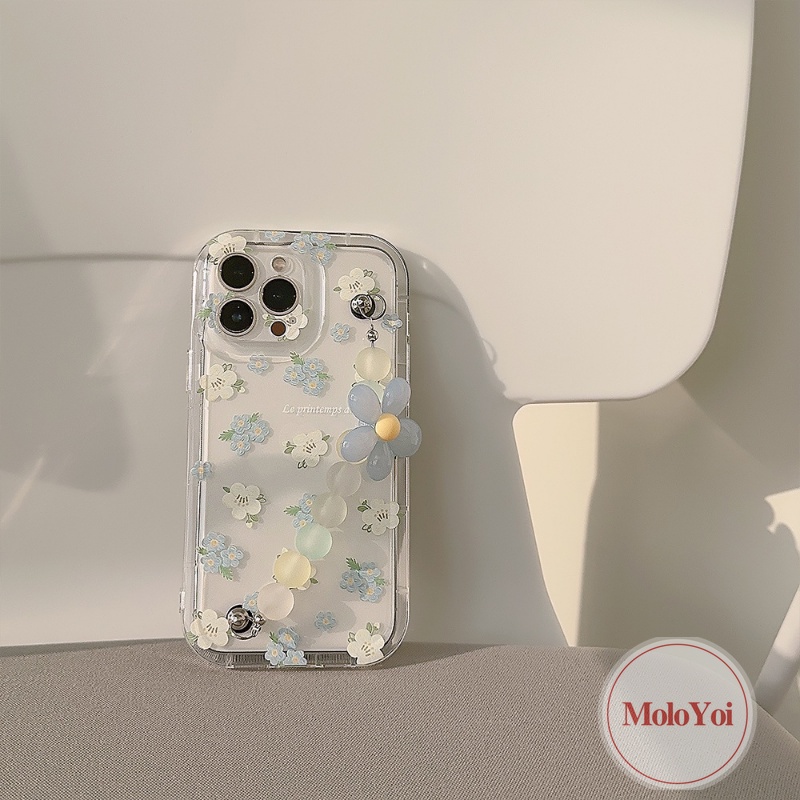 IPHONE Shockproof Fashion Bunga Gelang Ponsel Case Kompatibel Untuk Iphone11 14 13 12 Pro Max6 6S 78 Plus 7Plus XR X XS MAX Lembut Jernih Airbag Bunga Segar Penutup Belakang Shell