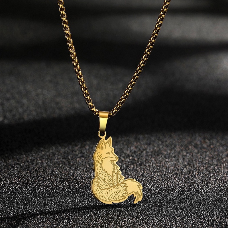 Zh Perhiasan Vintage Stainless Steel Fox Liontin Pria Dan Wanita Fashion Kalung Hip Hop Aksesoris Pesta
