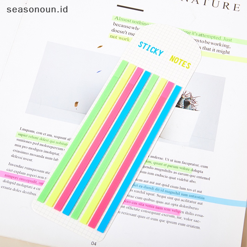 Seasonoun 160 Pcs Warna Stiker PET Transparan Sticky Notes Neon Indeks Tab Lengket Note Alat Tulis Anak Hadiah Pendidikan Perlengkapan Kantor Sekolah.