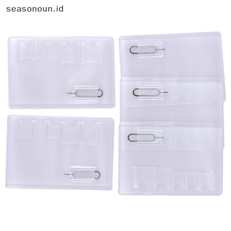 Seasonoun 5Pcs Kartu Memori Transparan Universal 6sim Card Holder Case Portable Pelindung.