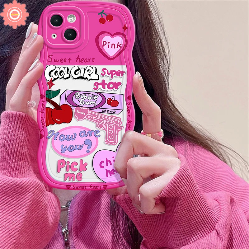 Casing Case Love Heart Korea Lucu Y2k Pink Untuk Oppo A57 A15 A12 A5s A1k A16s A16 A16K A9 A95 A17 A5s A96 A54 A5 A55 A17K A78 A3s A53 A7 A74 Reno 8T 7Z 8 6 8Z A76 A77s Soft Case A77