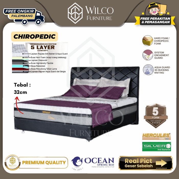 Kasur Springbed Ocean Hercules Chiropedic / Matras Hard Foam 32 Cm PLG - Matras Aja, 160x200