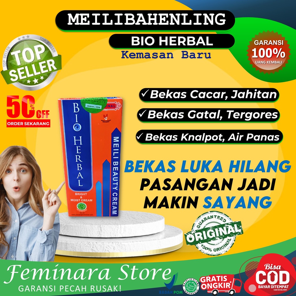 Bio Herbal Meilibahenling Original 100% Obat Cream Penghilang Bekas Luka Lama Hitam Koreng Bopeng Ampuh BPOM Resmi Mengobati Luka Kulit Asli Halal Berkhasiat Untuk Menghilangkan Semua Jenis Bekas Luka Yang Mengandung Bahan Natural Alami Tanpa Efek Samping