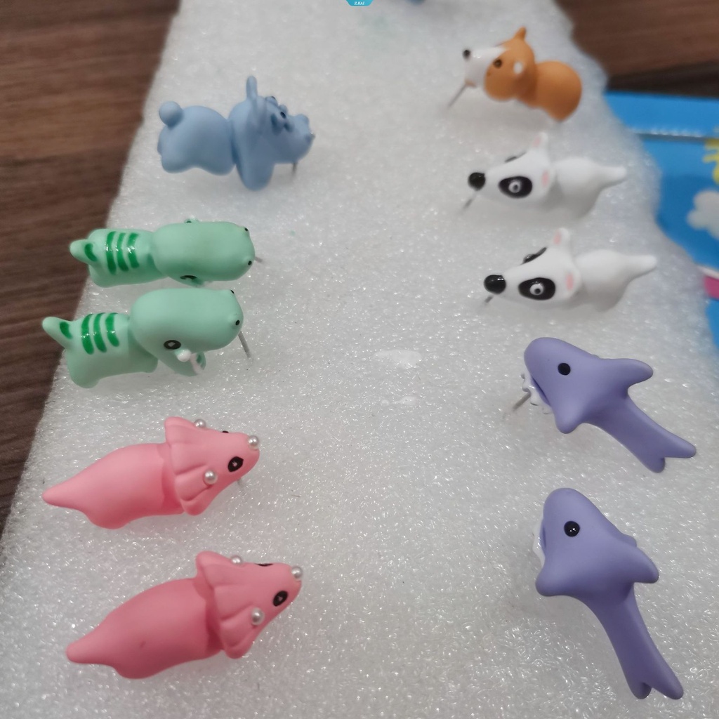 Fashion Kartun Hewan Kecil Dinosaurus Hiu Telinga Stud Anting Untuk Wanita Puppy Cat Semprot Lucu Mini Perhiasan Aksesoris Hadiah [ZK]