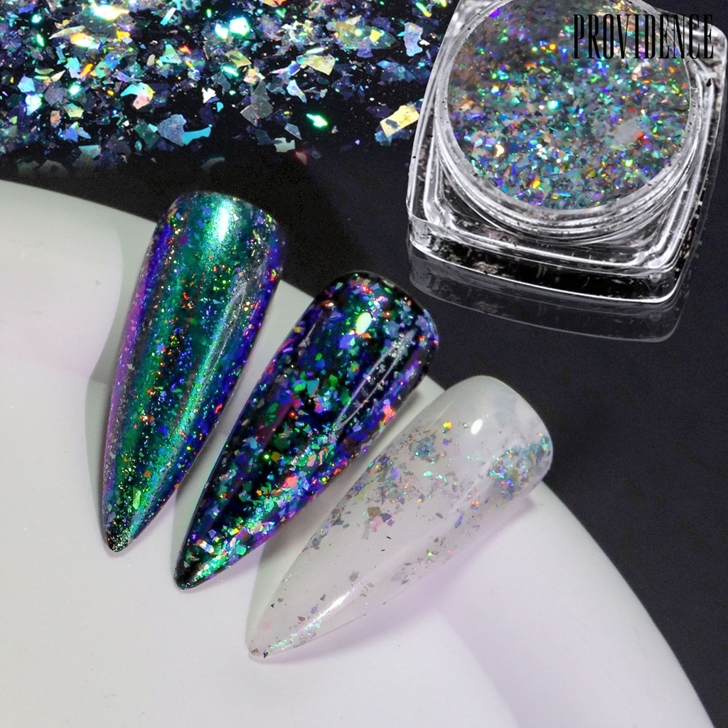 Providence Nail Art Payet Serbaguna Manicure Hologram Nail Art Dekorasi 3D Kuku Bersinar Serpihan Warna-Warni Mermaid Flakes Glitter Stiker