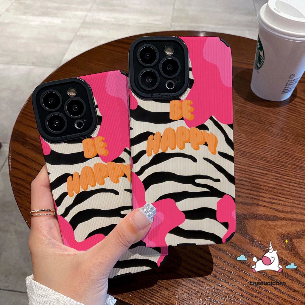 IPHONE Casing Ponsel Kompatibel Untuk Iphone7 8 Plus11 14 12 13 11 Pro MAX XR X XS MAX Fashion Art Motif Zebra Love Hati Silicon Lembut Shockproof Tekstur Kulit Mewah Penutup Belakang