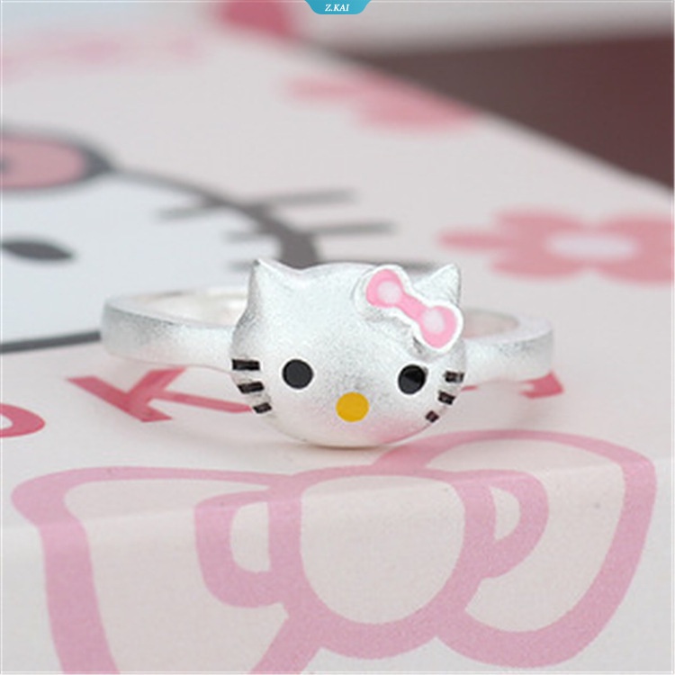 2023cincin Sanrio Hellokittys Kartun Elegan Fashion Wanita Fashion Perhiasan Pesta Ringan Sehari-Hari Aksesoris Hadiah Ulang Tahun [ZK]