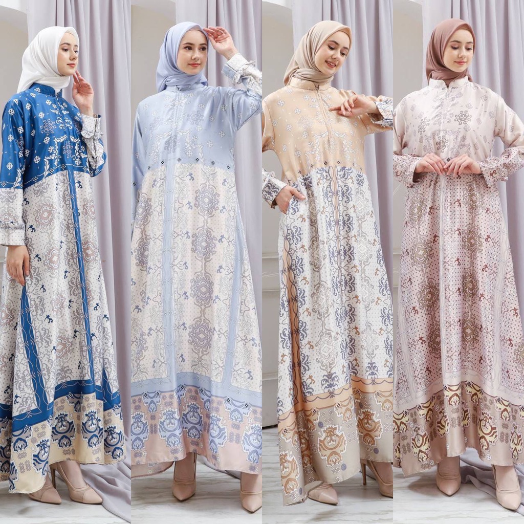 Aurora Dress - Gamis Terbaru Diora Silk Premium Dress Wanita Lengan Panjang Maxidress Kekinian LD 110 cm