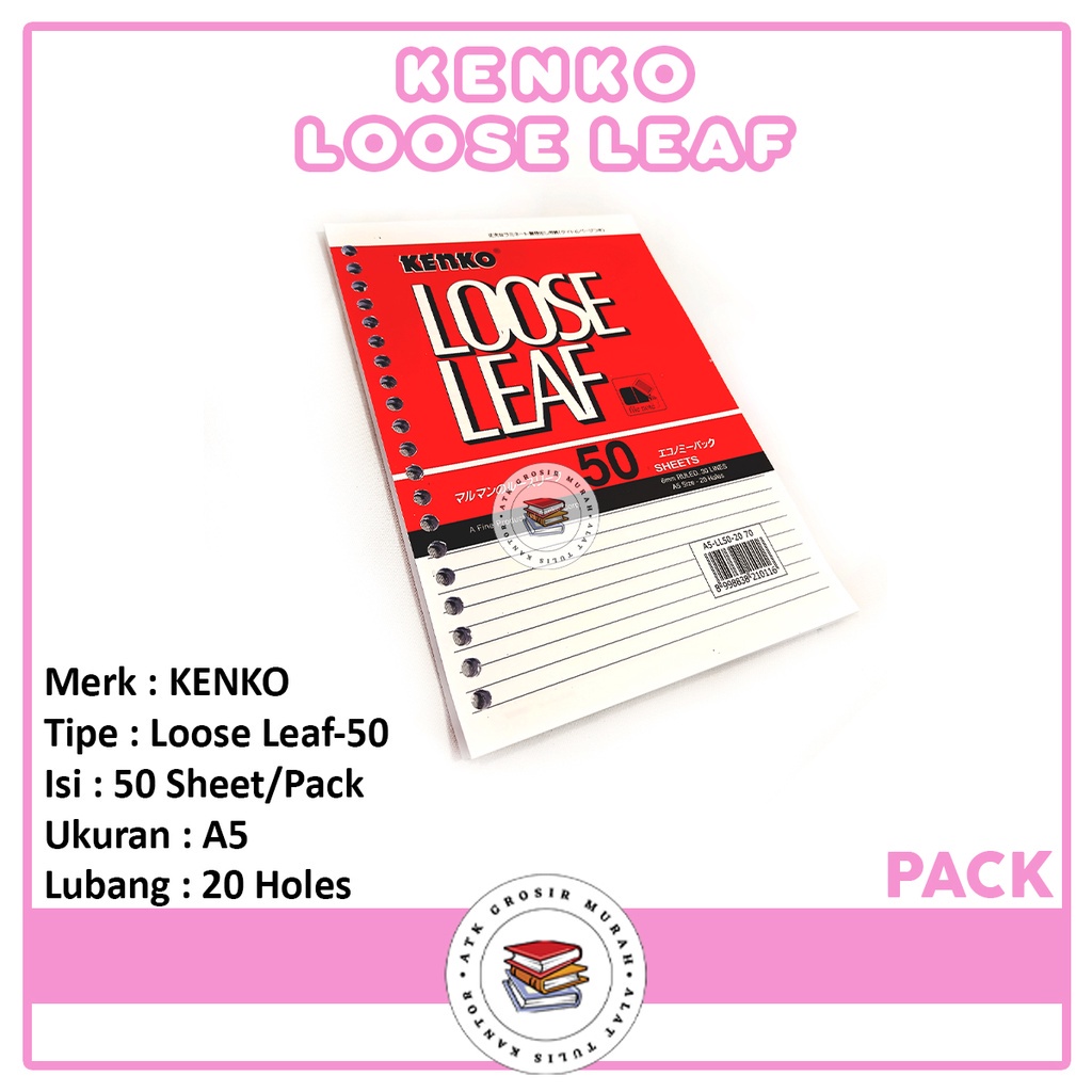 

Kenko - Loose Leaf A5 - LL50 - 20 Holes - Pack