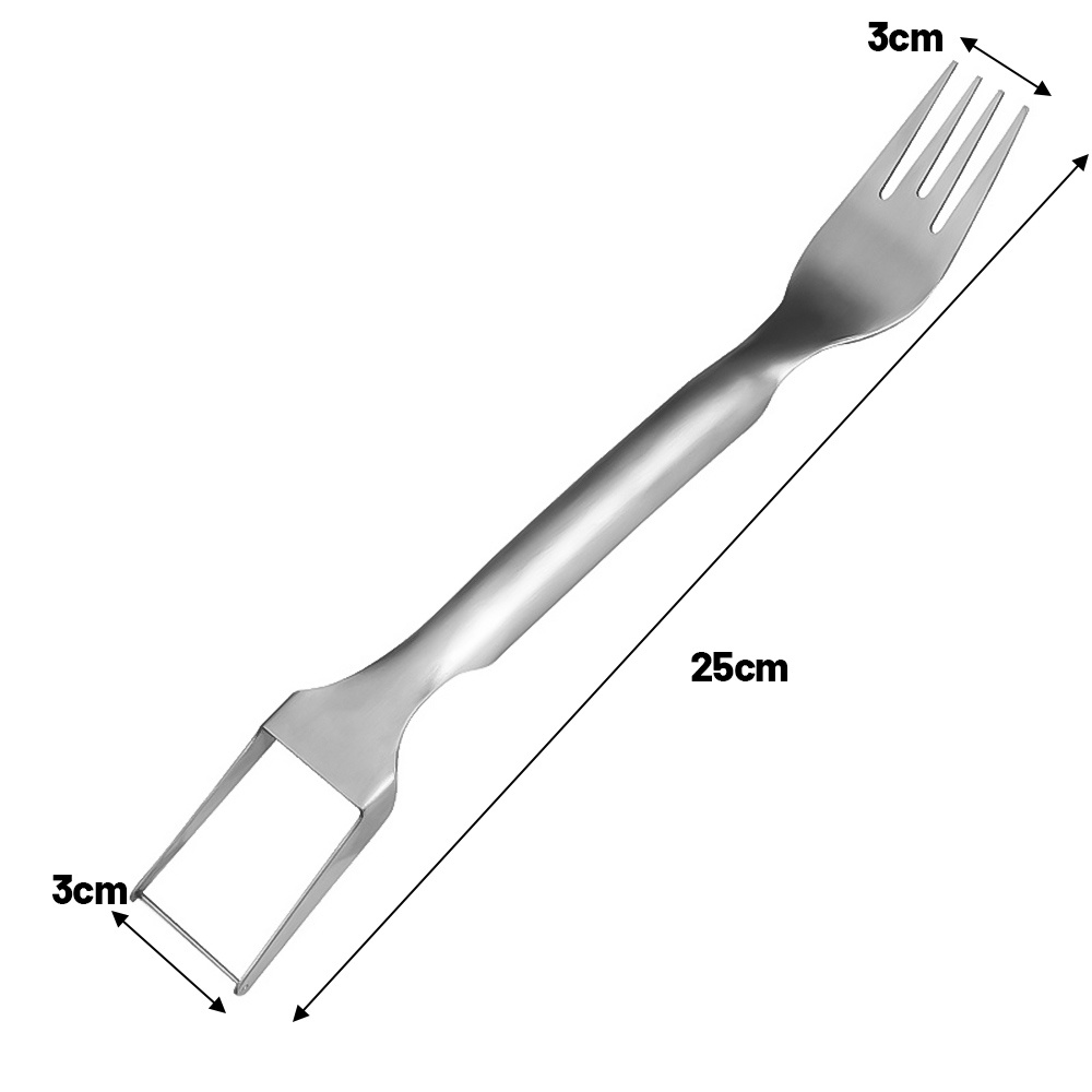 2in1 Watermelon Fork Slicer/Pisau Pemotong Pengiris Semangka Stainless Steel/Pemotong Buah Serbaguna Aksesoris Dapur