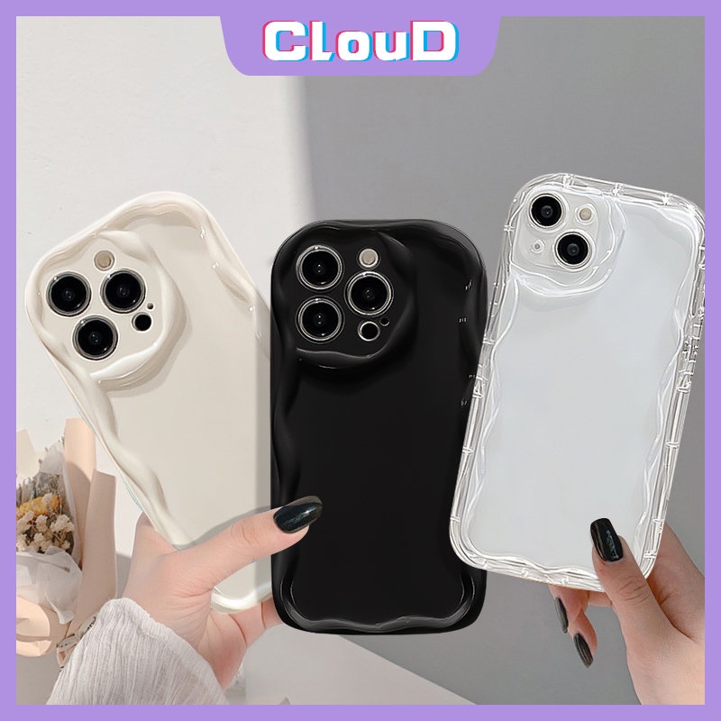 Casing Tepi Melengkung Bergelombang 3D Untuk Redmi 9A A1 9T 10C A2 9 10 10A 9C NFC Note 10s 8 9 11 11s 10Pro 10 Pro Max Plus Poco M3 Mewah Halus Simple Cat Air Glossy Shockproof Soft Cover