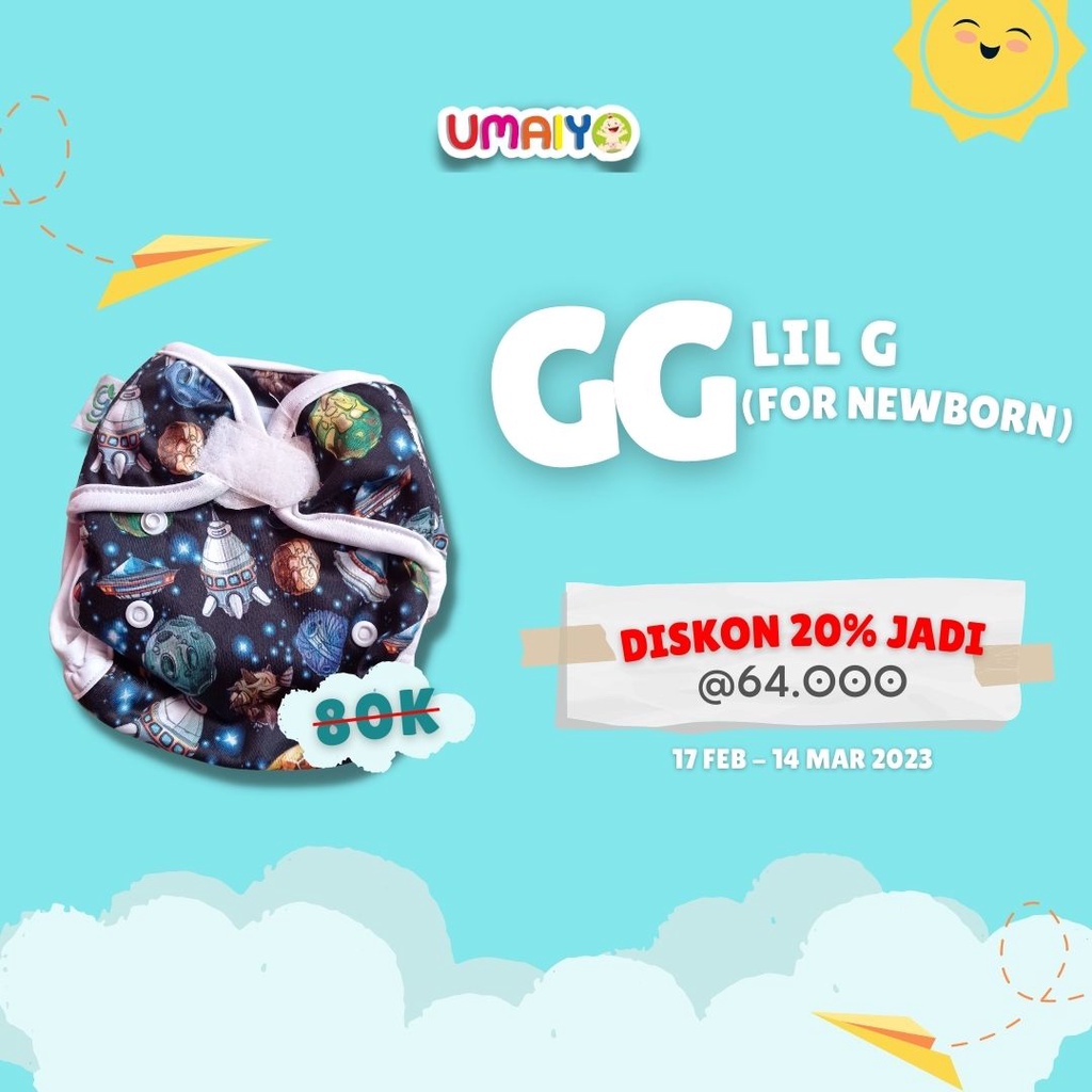 GG LIL G Clodi Newborn Popok Kain Bayi Baru Lahir type Coveria 1 insert microfiber SNI