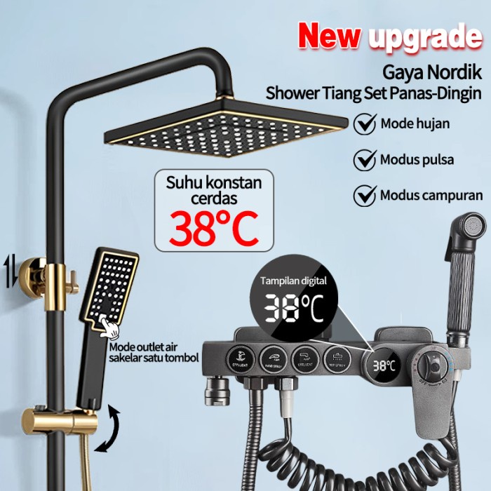 Shower Kamar Mandi Set 4 in 1 Dengan Sprayer Faucet Sprayer - bulat-3 in 1