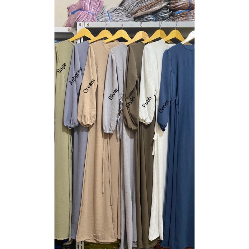 𝐏𝐆𝐌𝐓 • ROSETTA DRESS CRINKLE AIRFLOW TALI KEPANG GAMIS WANITA