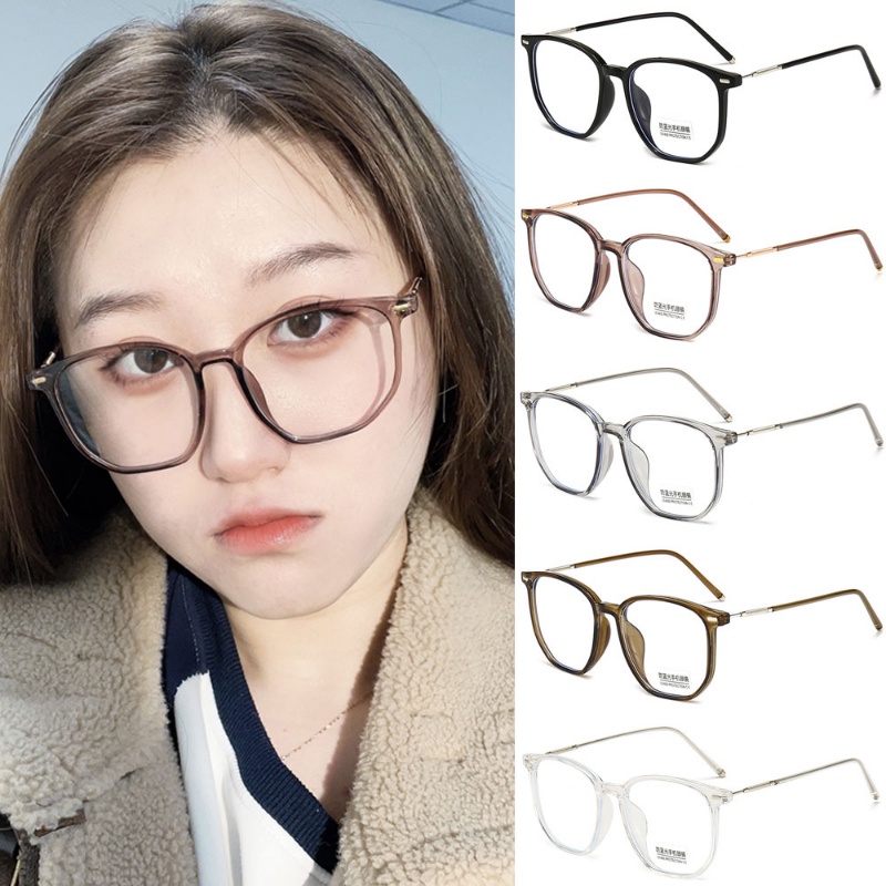 Fashion Klasik Logam Anti-Cahaya Biru Kacamata Wanita Pria Vintage Trendi Bingkai Besar Blue Ray Blocking Eyeglasses Ultra Ligh Eyewear