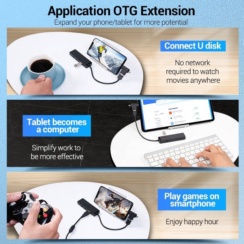 Vention 4-Port Hub USB 2.0 Kecepatan Tinggi Dengan Power Supply Black Untuk Komputer