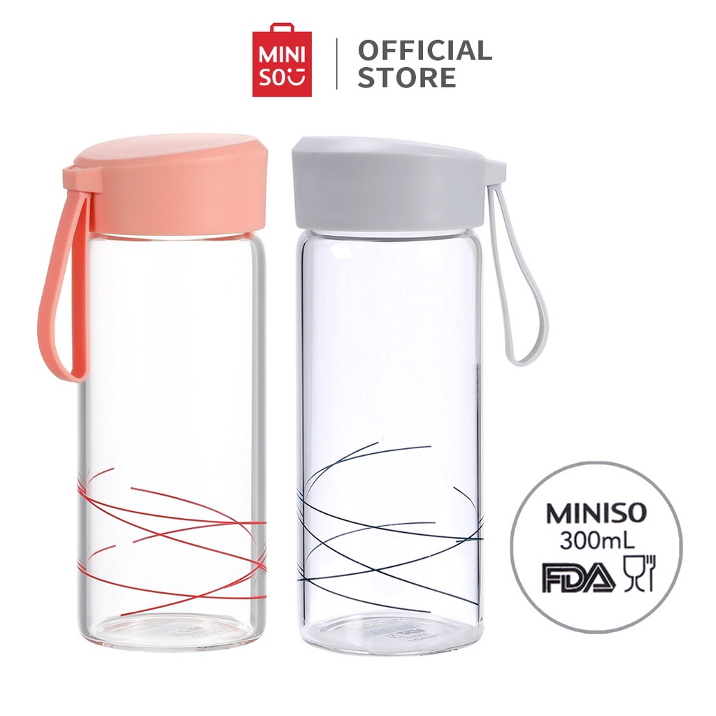 MINISO Botol Minum Kaca 300ml Untuk Air Dingin Air Panas Bottle Tumblr BPA Free Botol Air Olahraga Sport Tumblr Botol Minum Portabel FDA Botol Minum