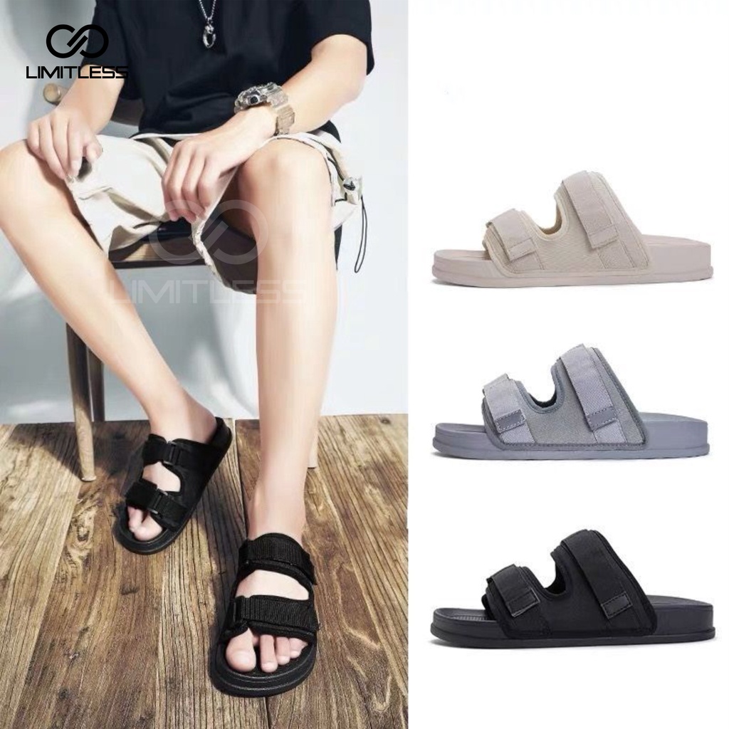 Sendal Slide Cowok Terbaru 2023 Casual Unisex Trendy Sandal Pria Slop Fashionable Dewasa Kekinian Premium