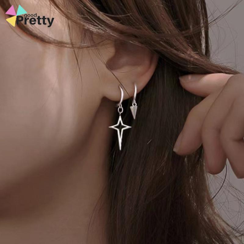 Anting Salib Bintang Asimetris Anting Keren Geometri Kerucut Hip hop Telinga Stud - PD