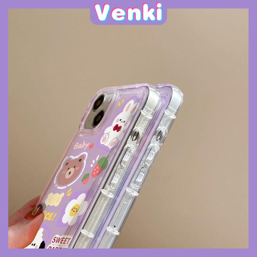 VENKI - For iPhone 11 Case Clear Phone Case TPU Soft Case Airbag Shockproof Protection Camera Cute Bear Bunny Compatible with iPhone 14 13 Pro Max iPhone 12 Pro Max XR XS 7 8Plus