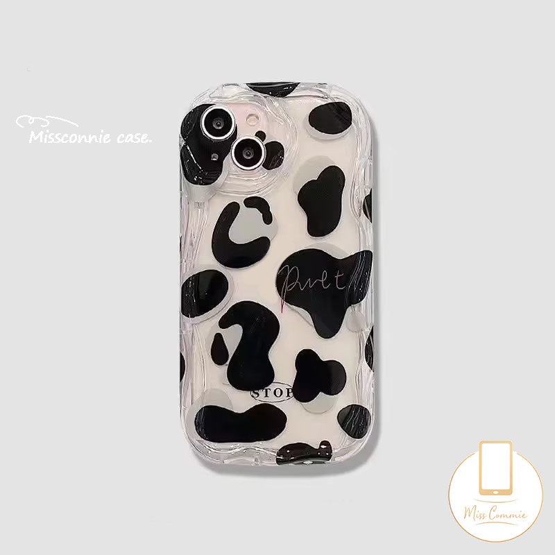 IPHONE Casing Ponsel 3D Wavy Curved Edge Glossy Kompatibel Untuk Iphone11 13 14 12 Pro Max XR 76 8 6s Plus X XS Max 7Plus SE 2020 Lembut Tpu Fashion Motif Leopard Cover