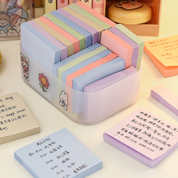 Sticky Note Macaron Color Note Paper Set Stiker Nota Memo Siswa Dengan Kertas Label Perekat