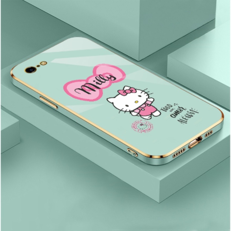 Casing For Infinix Hot 11s NFC 12 12i 12 Play 10 Lite Note 8 11 12 10 Pro Smart 4 4c 5 6 Plus Luxury Square Plating Phone Case Shockproof Hello kitty pop Cute Anime Soft Cover