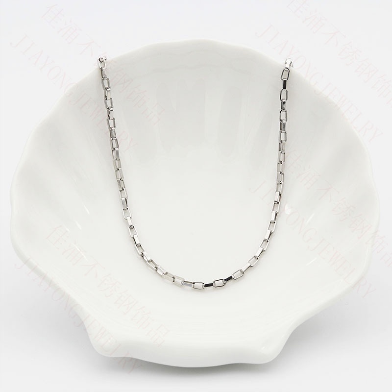 Baru 18 K Emas Rantai S925 sterling silver Kalung Tren OT Persegi Panjang grid 1.5 mm Kotak Gesper Rantai Perempuan Pendek Melingkar Tulang Selangka Rantai Grosir