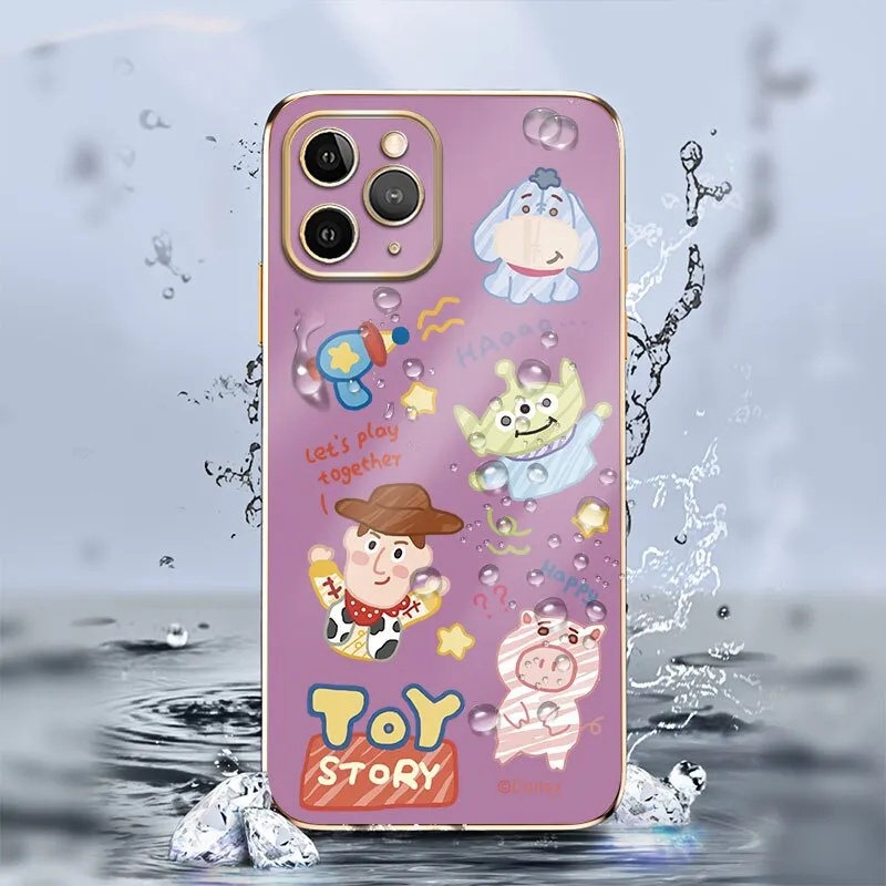 TPU Cartoon Pooh Case for Oppo A9X A92019 F11 11PRO RENO RENO34G F15 A91 RENO44G RENO54G/5G RENO5K RENO64G RENO74G RENO84G F21PRO4G F21SPRO4G RENO7Z5G RENO8Z A9 Electroplate Shockproof Cases Square Edge Cover Scratch Resistant Casing