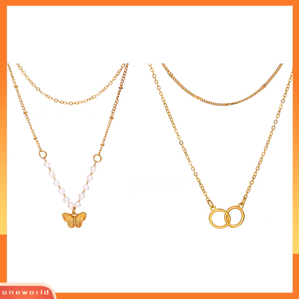 [ONE] Women Necklace Kalung Liontin Kupu-Kupu Hias Geometris Multi Gaya Untuk Pesta