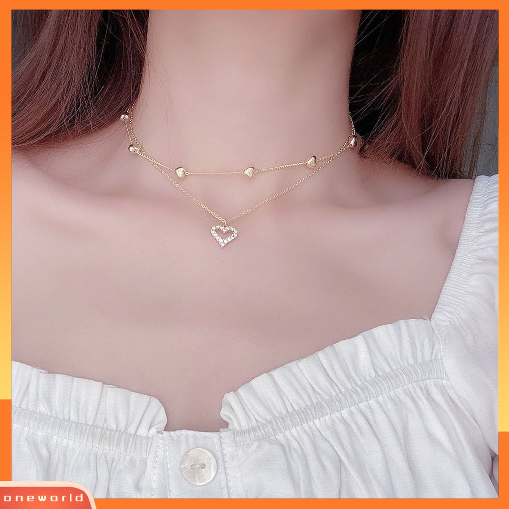 [ONE] Kalung Wanita Hias Artistik Hias Liontin Hati Bahan Alloy Necklace Untuk Pesta