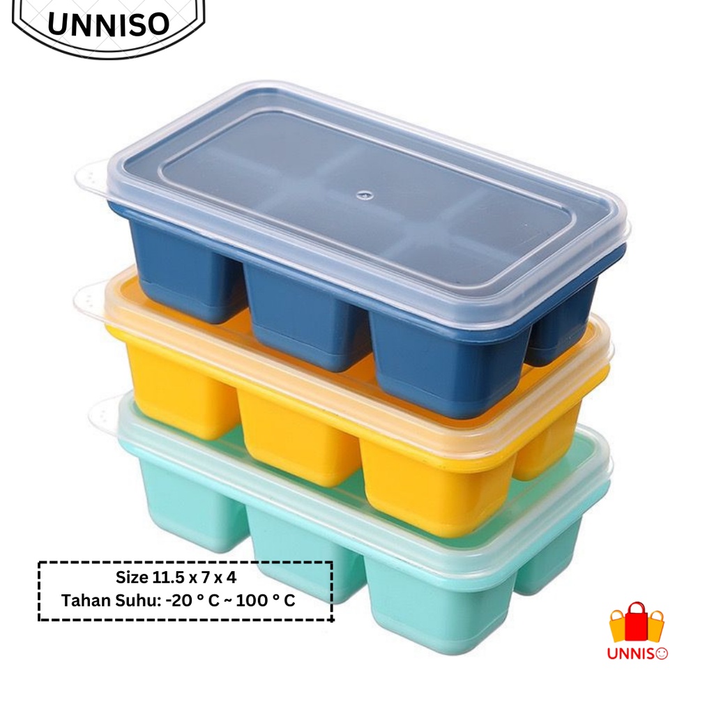 UNNISO - Cetakan Es Batu 6 Grid Silicone Grade