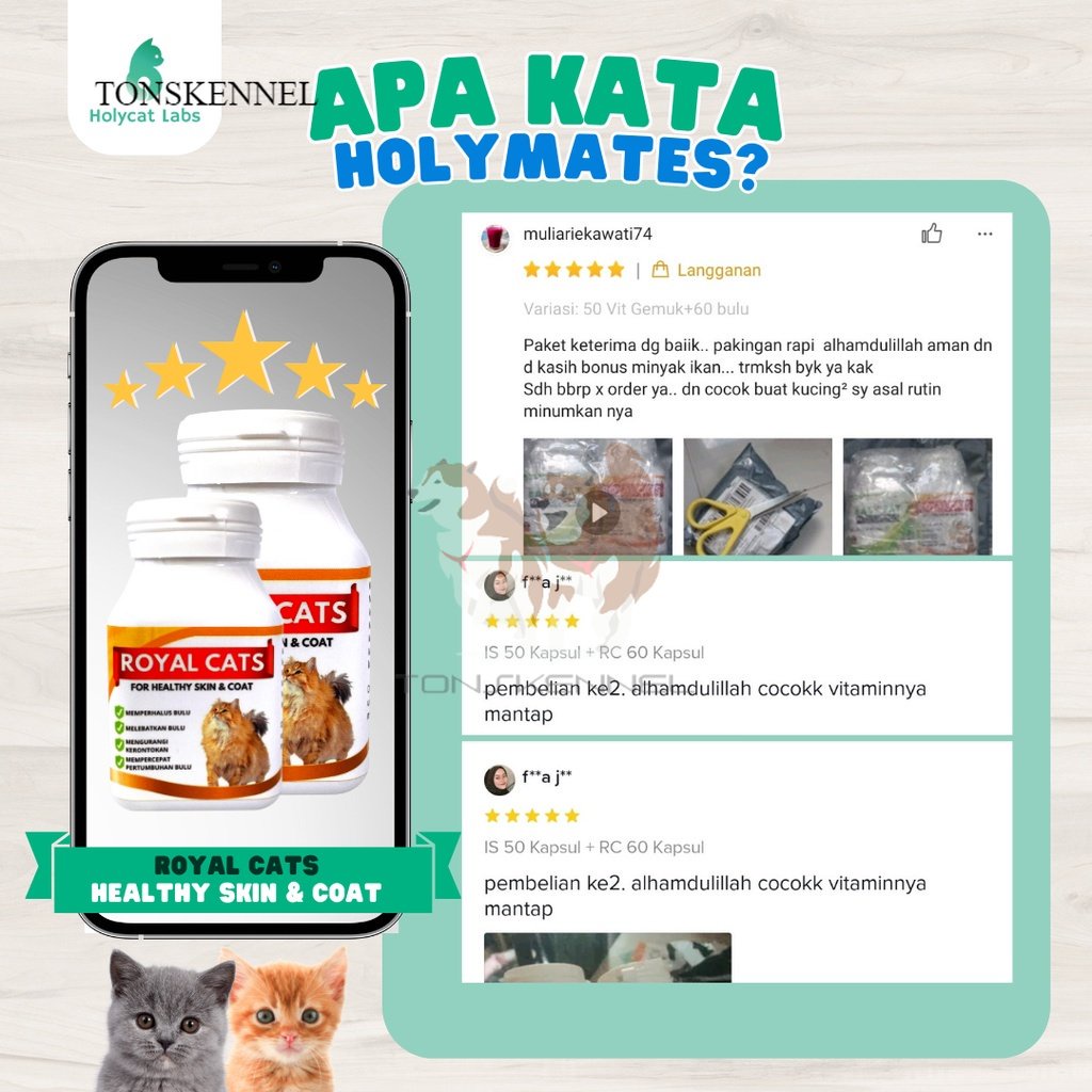 Vitamin Bulu Rontok Melebatkan Mengkilapkan Bulu Kucing Royal Cats For Healthy Skin and Coat