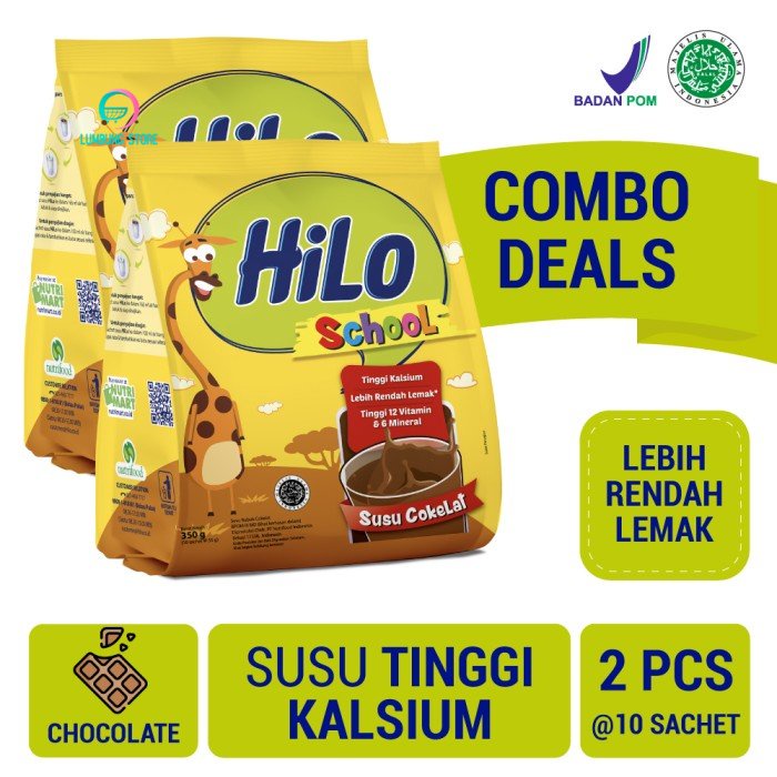 

Twin Pack: HiLo School Chocolate Gusset 10 Sch - Susu Tinggi Kalsium