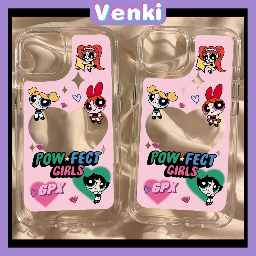 VENKI - Untuk iPhone 11 iPhone Case Bening Lubang Besar Ruang Case TPU Soft Shell Shockproof Protection Camera Lucu Kartun Gadis Kecil Kompatibel dengan iPhone 14 13 Pro max 12 Pro Max xr