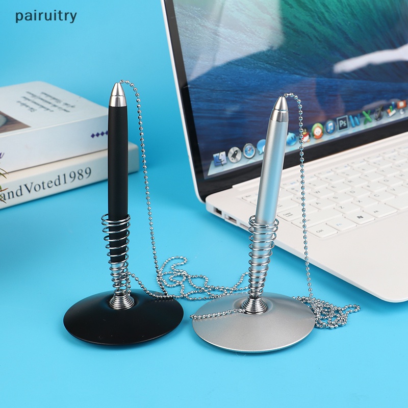 Prt Classic Metal Ballpoint Pen Rantai Aman Terpasang Base Stand Pulpen Counter Kantor PRT