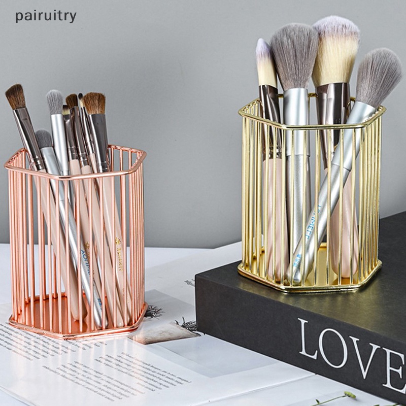 Prt Desktop Tempat Pulpen Kantor Sekolah Tempat Penyimpanan Logam Emas Rose Gold Kotak Meja Pulpen Pensil Organizer Home Decor Makeup Storage PRT