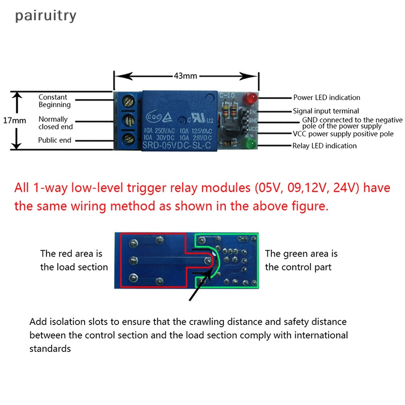 Prt 12V Relay Trigger Modul Relay 1 Arah 5V Low Level Trigger Relay Papan Ekspanding PRT