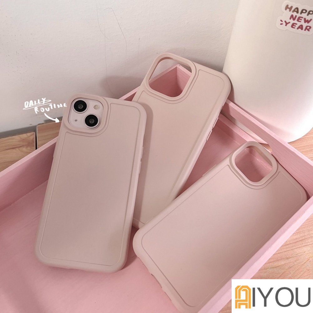 IPHONE Casing Ponsel Silikon Cair Warna Permen Kompatibel Untuk Iphone14 13 12 11 Pro Max X XR 8 7 Plus Halus Ultra Hybrid Lembut TPU Back Cover