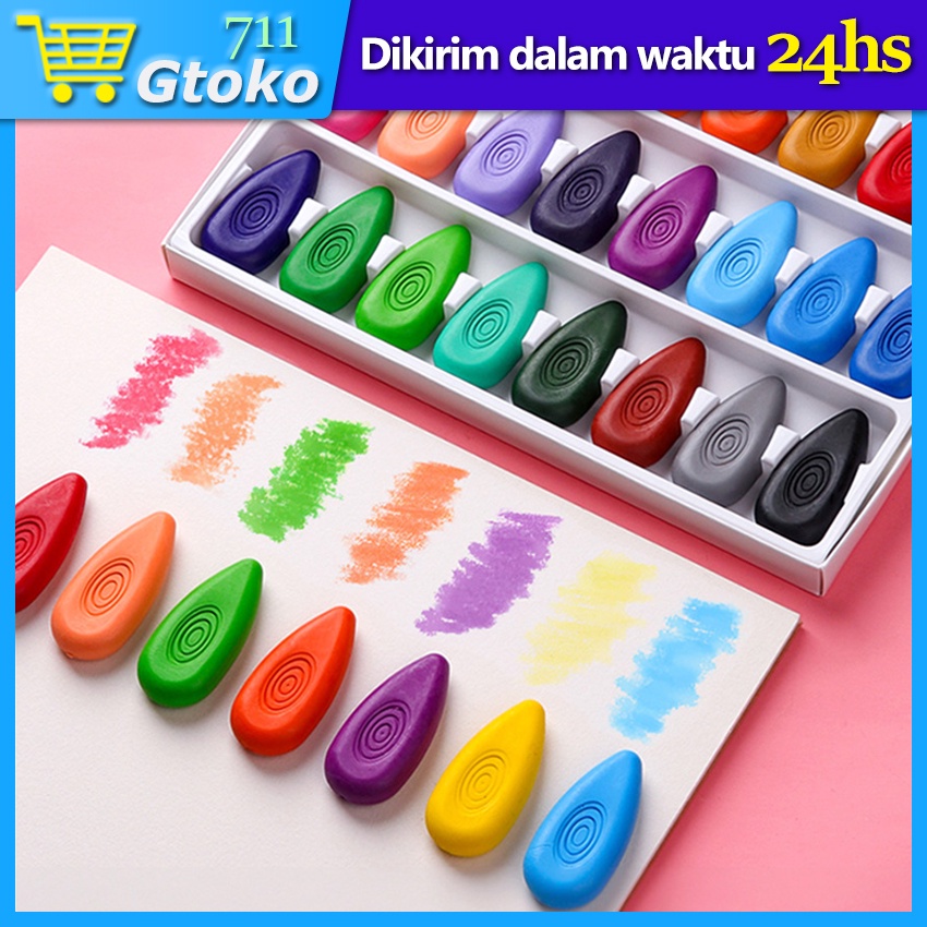 

Crayon Set 12 / 24 Warna Oil Pastel Krayon Anak Pastel Washable Anti Kotor Tangan