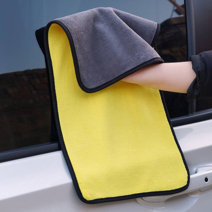 Kain Lap Microfiber 2 sisi Kuning Abu2 Besar 30x60 30 x 60 Wash Towel