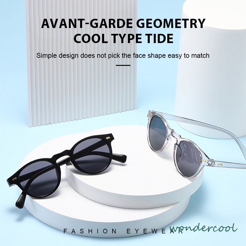 Kacamata Hitam Retro Bingkai Bulat Bingkai Kecil Tren Pria Wanita Modis-Won
