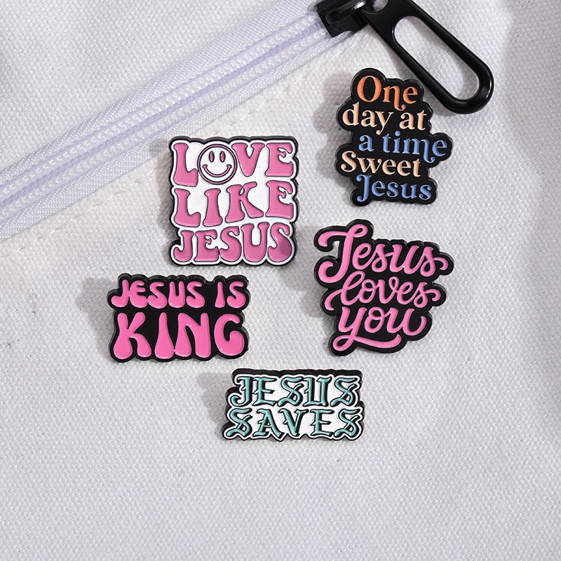 Kartun Colorful Quotes Enamel Pin Bros Lucu Yesus Teks Bros Kerah Lencana Kreatif Perhiasan Hadiah Untuk Teman Anak