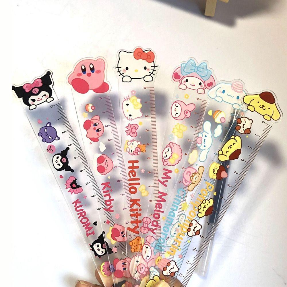 Nanas 3 Pcs Penggaris Lurus Hadiah Perlengkapan Belajar Kuromi Melodyku Cinnamoroll Alat Ukur