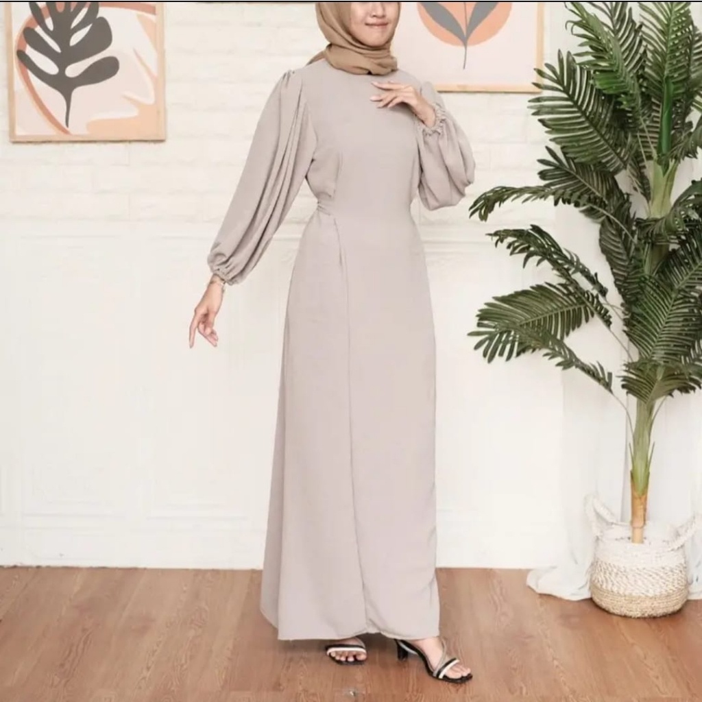 BEFAST - ZEC OOTD WANITA DRESS RASY / Lavena Dress CRINCLE / LongDress Wanita Keluaran Terbaru / Fashion Wanita Kondangan / Dress Polos Formal Lengan Panjang / Outfit Wanita Hijab Style / Dress Kekinian Remaja ABG Trendy