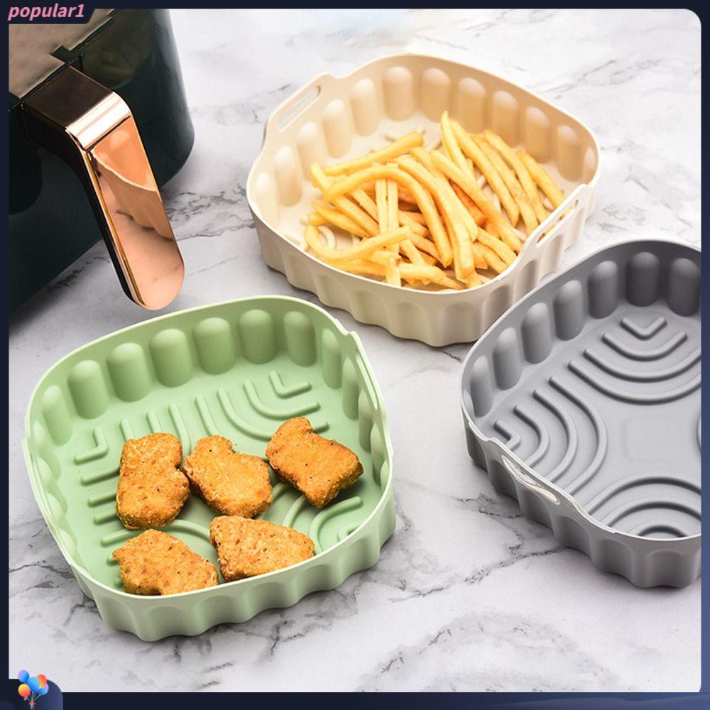 Populer Square Silicone Pot Grill Pot Tray Reusable Pizza Plate AirFryer Aksesoris Baking Basket