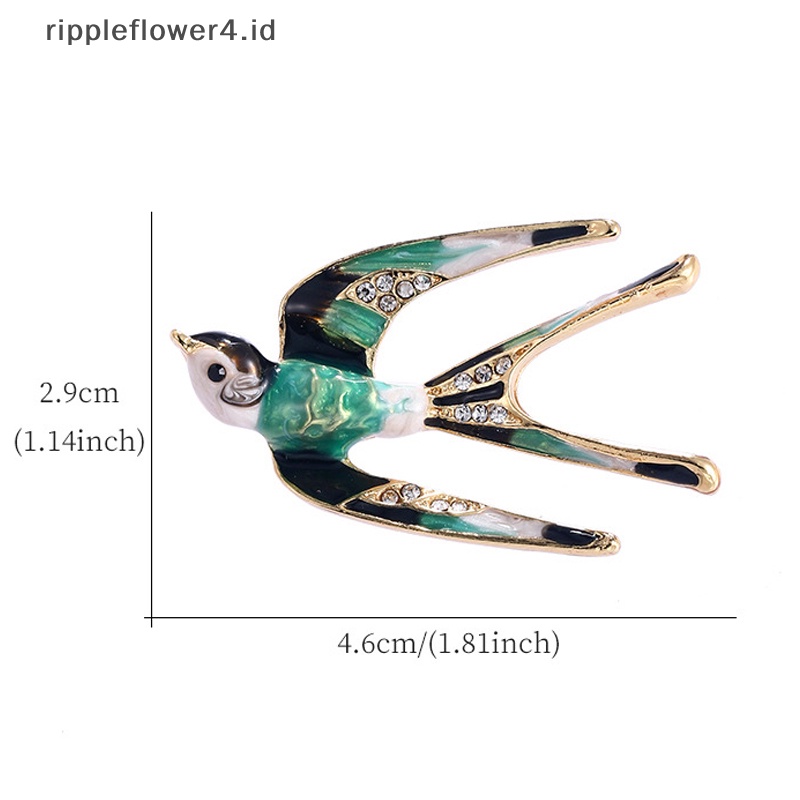 {rippleflower4.id} Pin Enamel Wanita Bros Topi Baju Lencana Enamel Burung Walet Kerah Bros Pin Kerah Baju Teman Perhiasan~