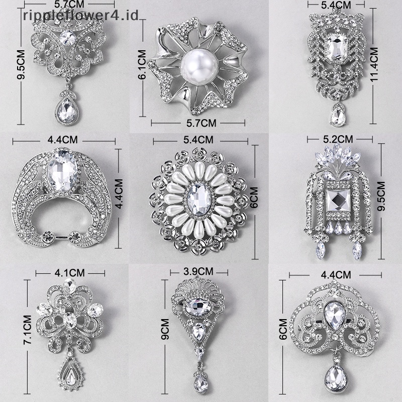 {rippleflower4.id} Bros Kristal Vintage Untuk Pernikahan Wanita Gaun Pesta Berlian Imitasi Pengantin Buket Tetesan Air Bros Pin~