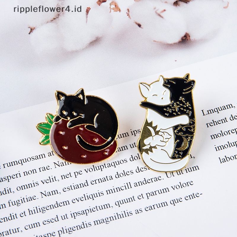 {rippleflower4.id} 4pcs Pin Enamel Kucing Yang Indah Kitten Badge Bros Tas Pakaian Kerah Perhiasan Hadiah~